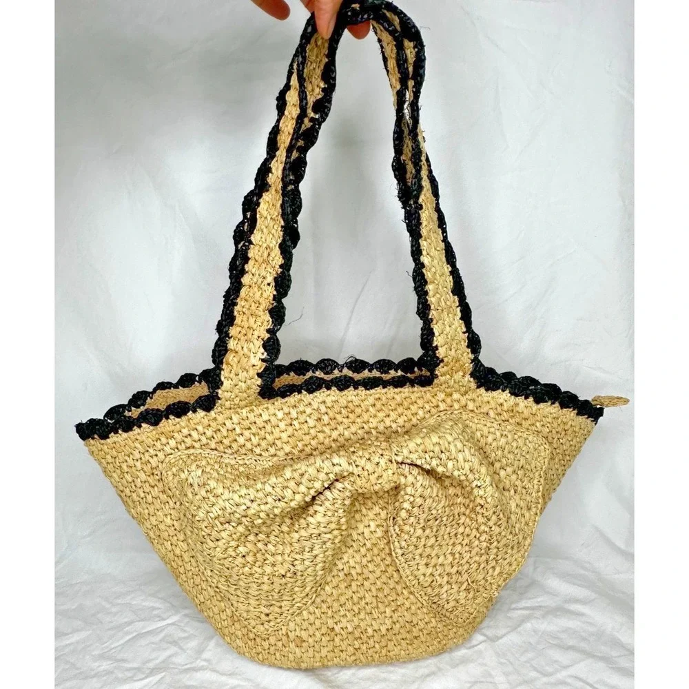 Kate Spade New York x Target Raffia Bow Tote Bag Straw Beach Coastal